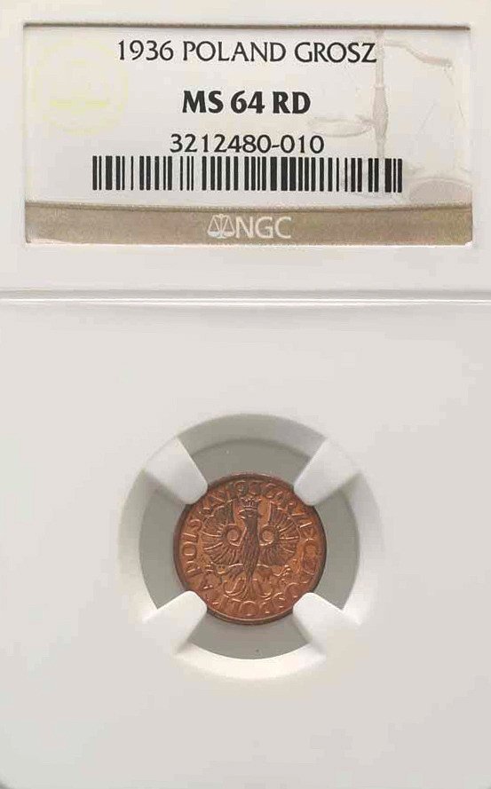 II RP. 1 grosz 1936 NGC MS64 RD